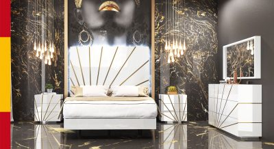 Brands Franco Gold Oro White Bed with Frames