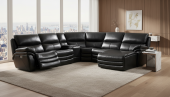 Living Room Furniture Reclining and Sliding Seats Sets 2711 Sectional with 3 Electric Recliners DARK GREY