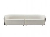 Modern Curved Upholstered Sofa with Wood Accents